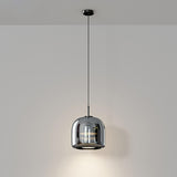 Modern Bedroom Sleek Black Glass Bell Pendant Light Image - 5