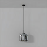 Modern Bedroom Sleek Black Glass Bell Pendant Light Image - 8