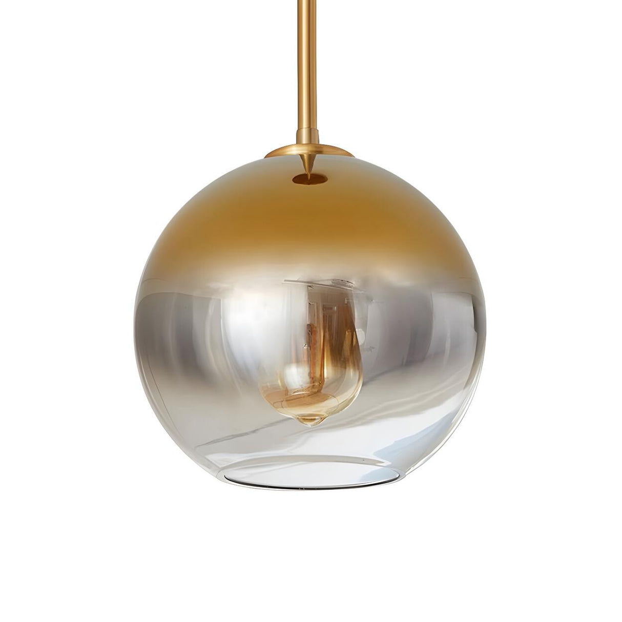 Modern Bedroom Spherical Gold Finish Glass Pendant Light Image - 3