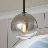 Modern Bedroom Spherical Gold Finish Glass Pendant Light Image - 4