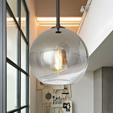 Modern Bedroom Spherical Gold Finish Glass Pendant Light Image - 5