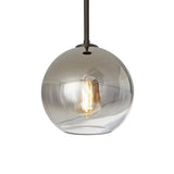 Modern Bedroom Spherical Gold Finish Glass Pendant Light Image - 6