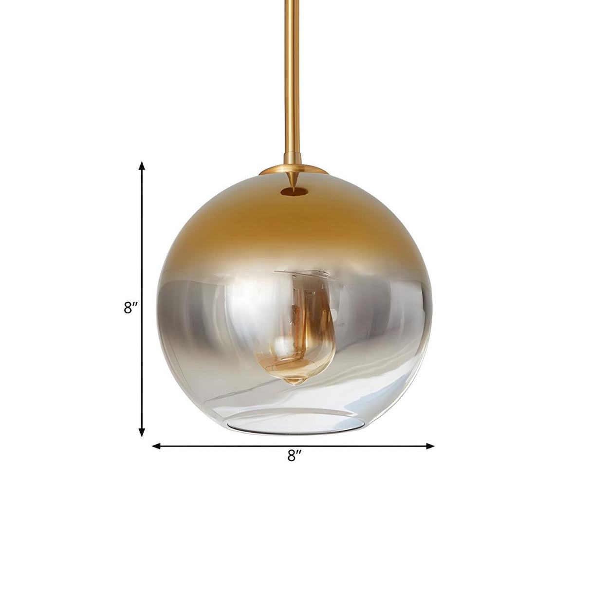 Modern Bedroom Spherical Gold Finish Glass Pendant Light 