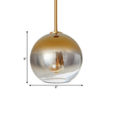 Modern Bedroom Spherical Gold Finish Glass Pendant Light #size