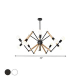 Modern Bedroom Spider Wooden Metal Exposed Bulbs Chandelier #size