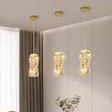 Modern Bedroom Stacked Square Clear Crystal Pendant Light Image - 4