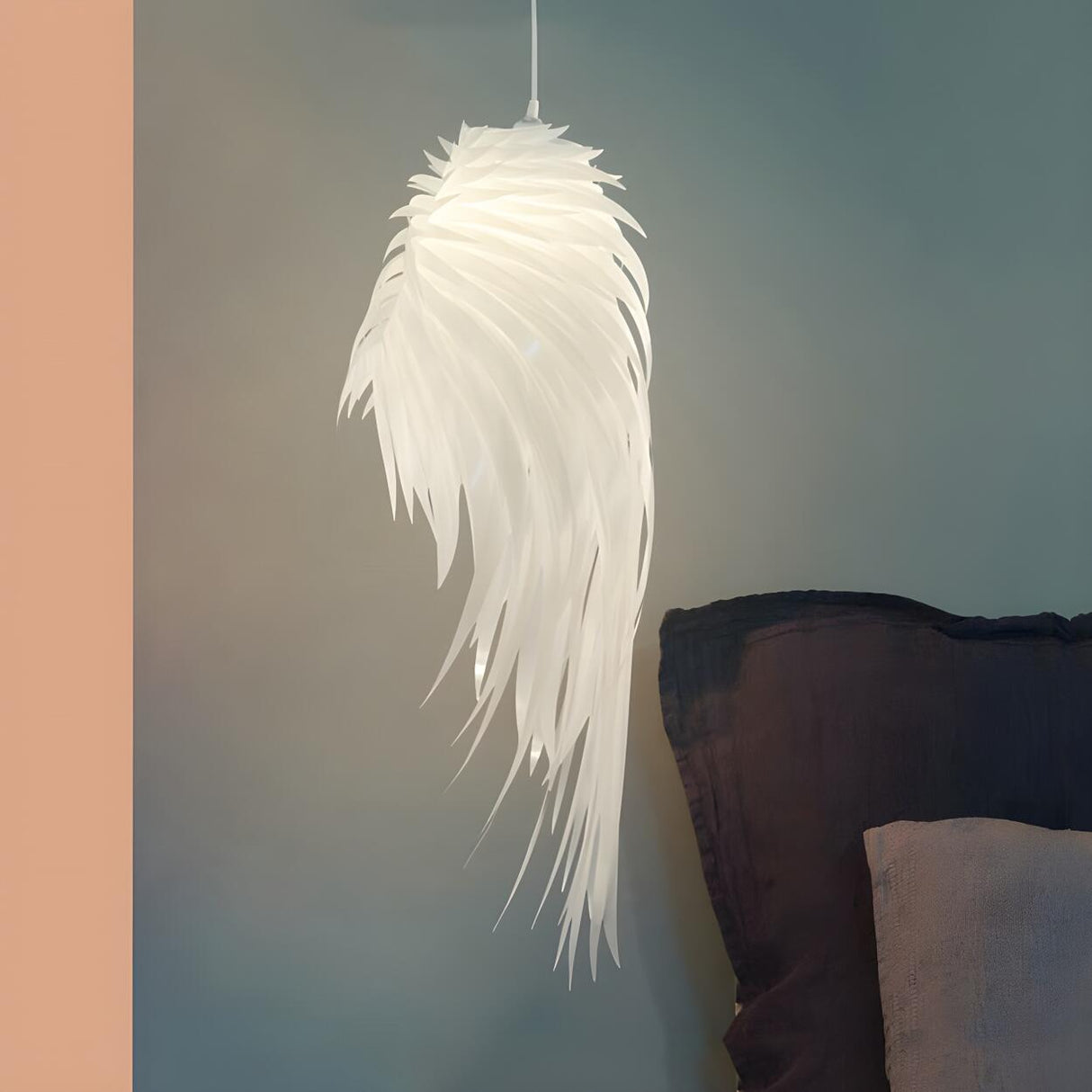 Modern Bedroom Stylish Feather White Pendant Light Image - 1