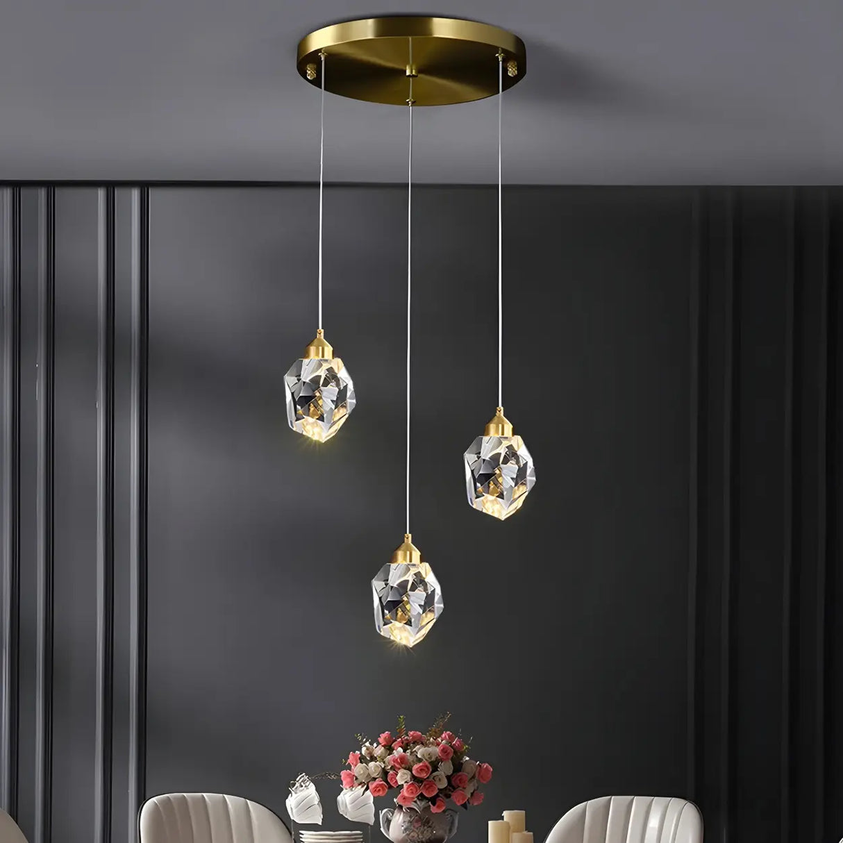 Modern Bedroom Teardrop Glass Crystal Pendant Light Image - 14