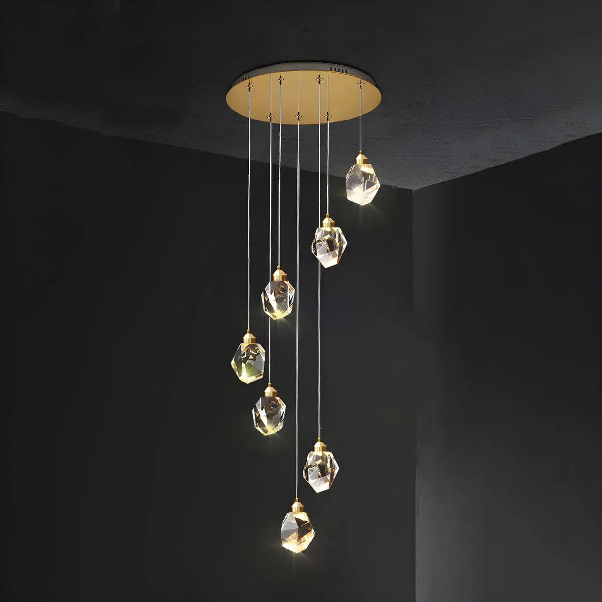 Modern Bedroom Teardrop Glass Crystal Pendant Light Image - 6