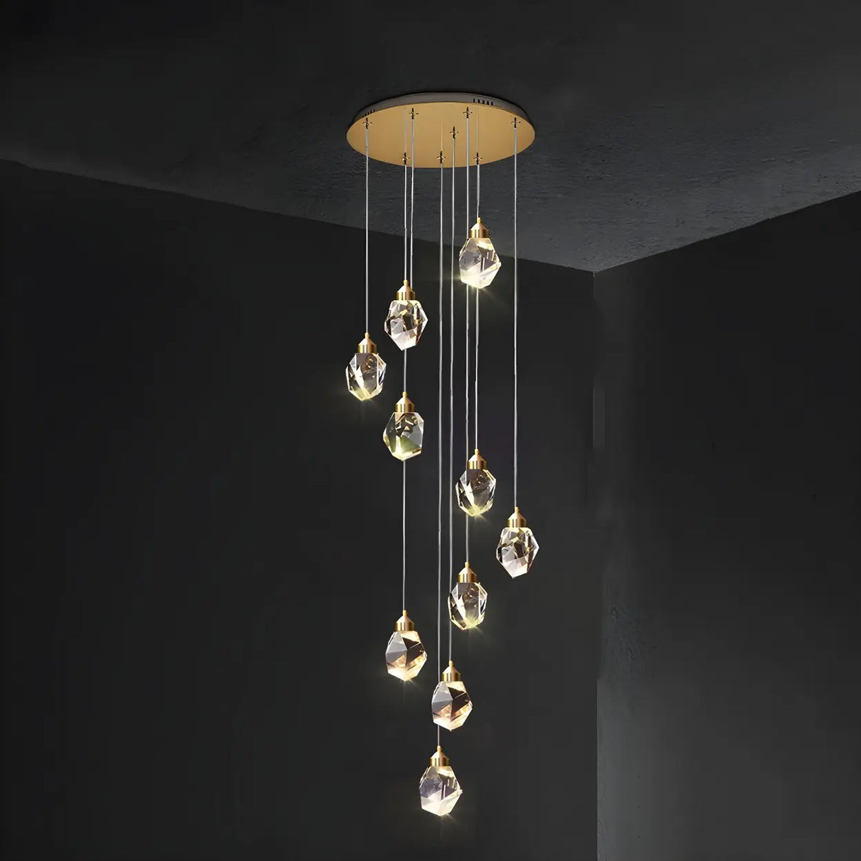 Modern Bedroom Teardrop Glass Crystal Pendant Light Image - 8