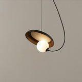 Modern Bedroom Tilted Disc Pendant Light Adjustable Cord Image - 11