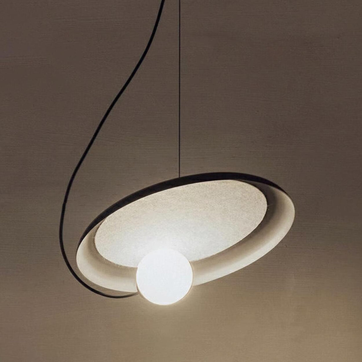 Modern Bedroom Tilted Disc Pendant Light Adjustable Cord Image - 3