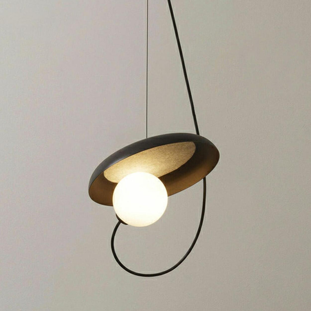 Modern Bedroom Tilted Disc Pendant Light Adjustable Cord Image - 4