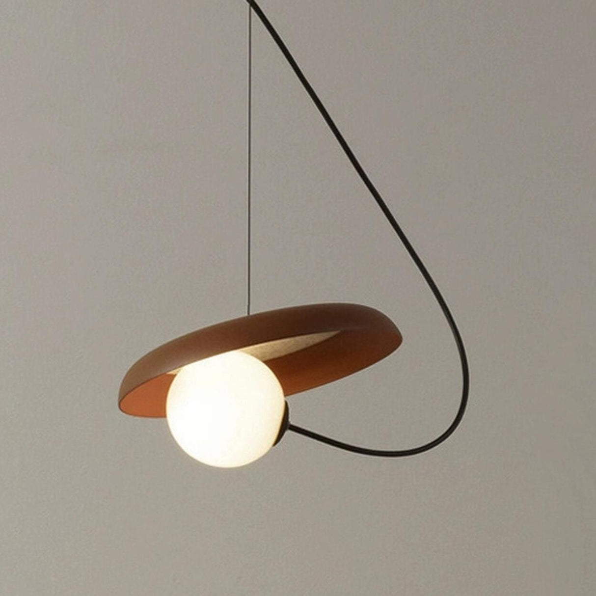 Modern Bedroom Tilted Disc Pendant Light Adjustable Cord Image - 7