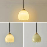 Modern Bedroom Walnut Beige Resin Bell Pendant Light Image - 13