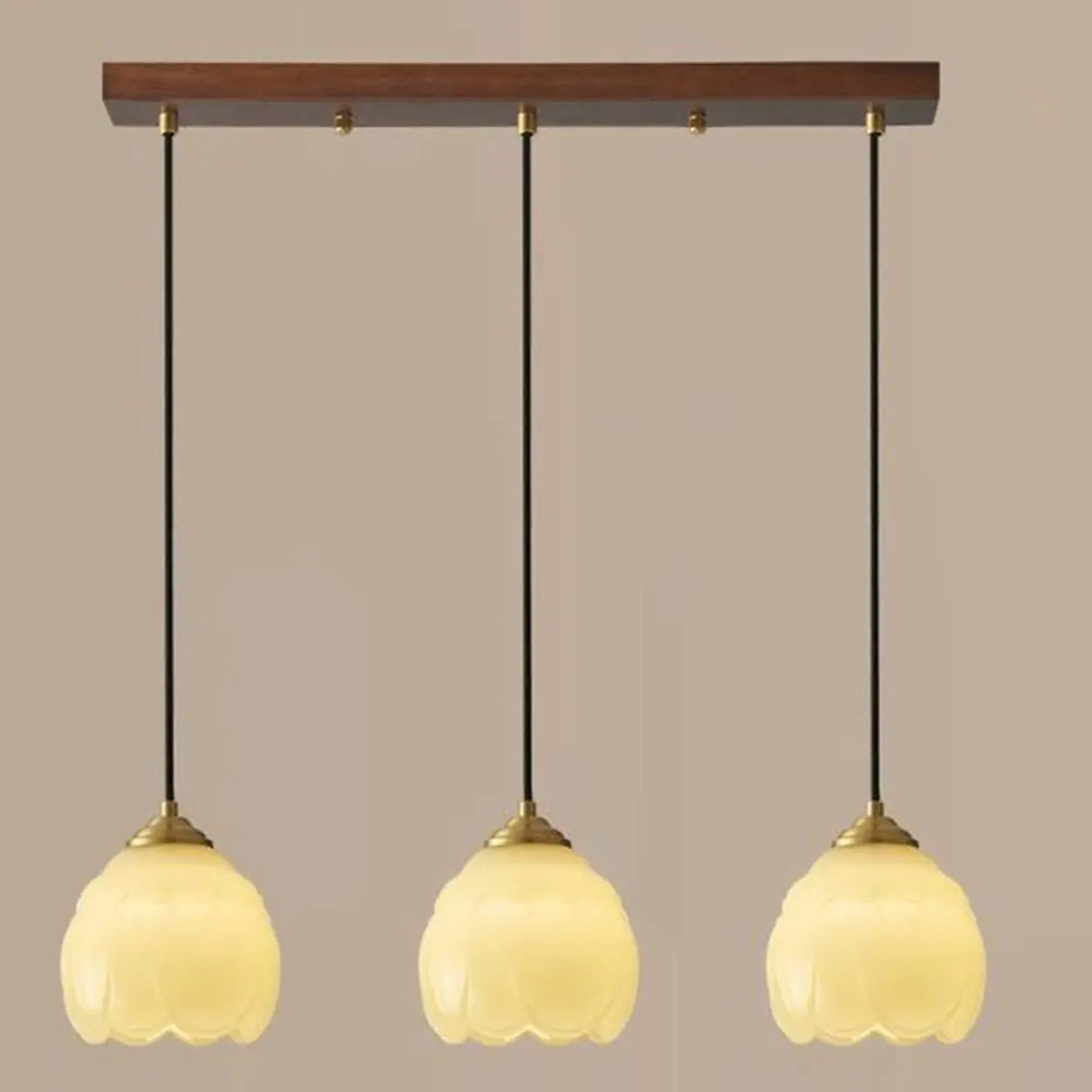 Modern Bedroom Walnut Beige Resin Bell Pendant Light Image - 7