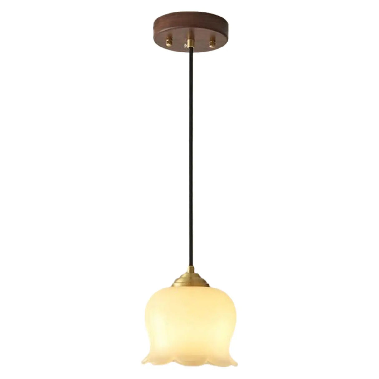 Modern Bedroom Walnut Beige Resin Bell Pendant Light Image - 9