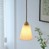 Modern Bedroom White Ceramics Bell Pendant Light Image - 3