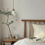 Modern Bedroom White Ceramics Bell Pendant Light Image - 4