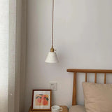 Modern Bedroom White Ceramics Bell Pendant Light Image - 6