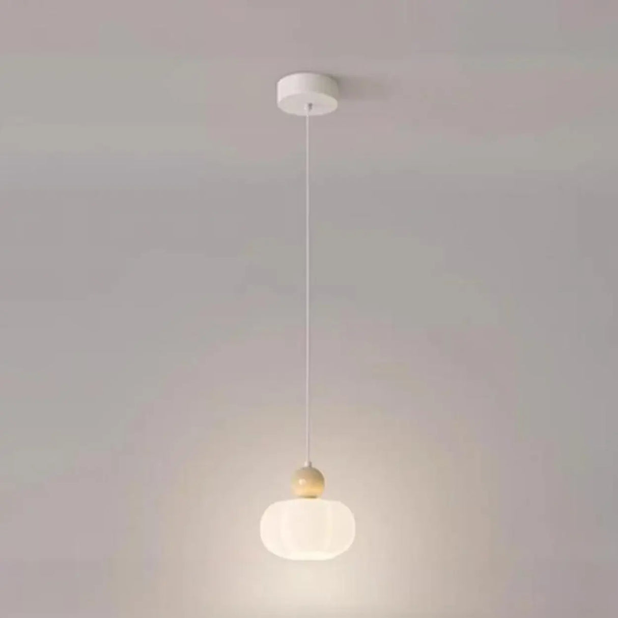 Modern Bedroom White Drum Pendant Light Adjustable Height Image - 4