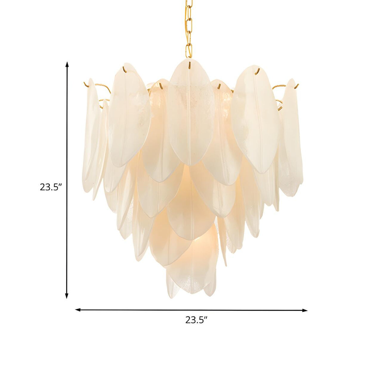 Modern Bedroom White Glass Leaf Tiered Pendant Chandelier 