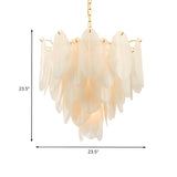 Modern Bedroom White Glass Leaf Tiered Pendant Chandelier #size