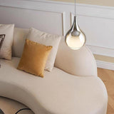 Modern Bedroom White Glass Teardrop Chrome Pendant Light Image - 10