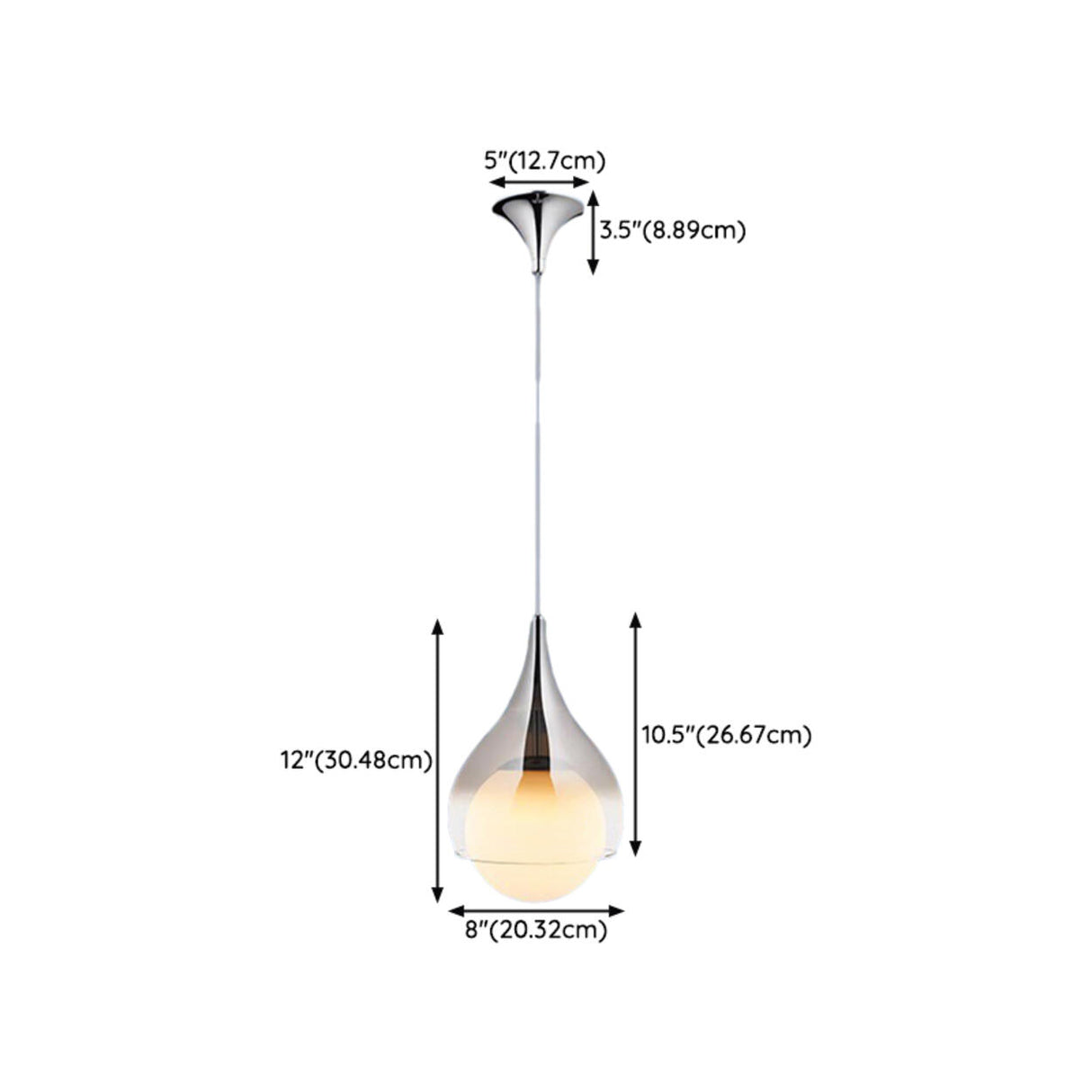 Modern Bedroom White Glass Teardrop Chrome Pendant Light 