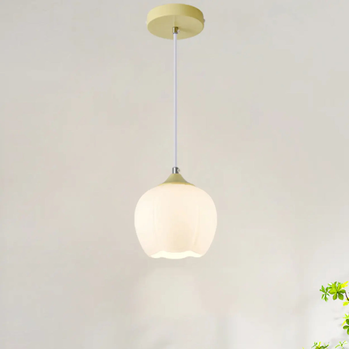 Modern Bedroom White Globe Round Glass Pendant Light Image - 1