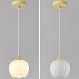 Modern Bedroom White Globe Round Glass Pendant Light Image - 6