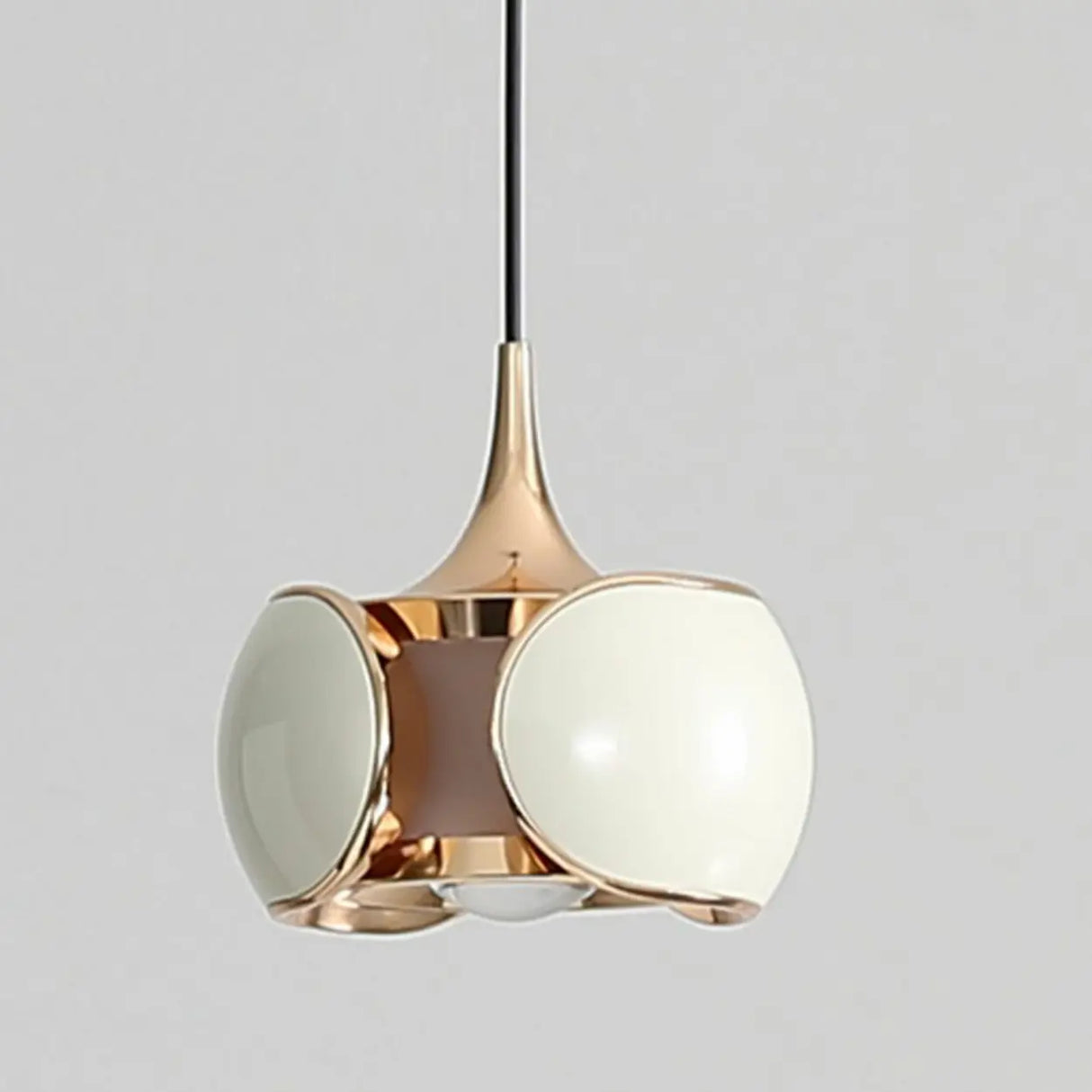 Modern Bedroom White Metal Drum Round Glass Pendant Light Image - 10