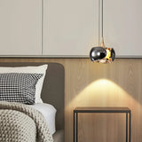 Modern Bedroom White Metal Drum Round Glass Pendant Light Image - 14