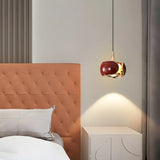 Modern Bedroom White Metal Drum Round Glass Pendant Light Image - 4