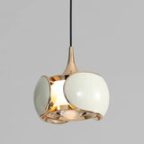 Modern Bedroom White Metal Drum Round Glass Pendant Light Image - 8