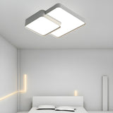 Modern Bedroom White Square Flush Mount Light 2-Light Image - 1