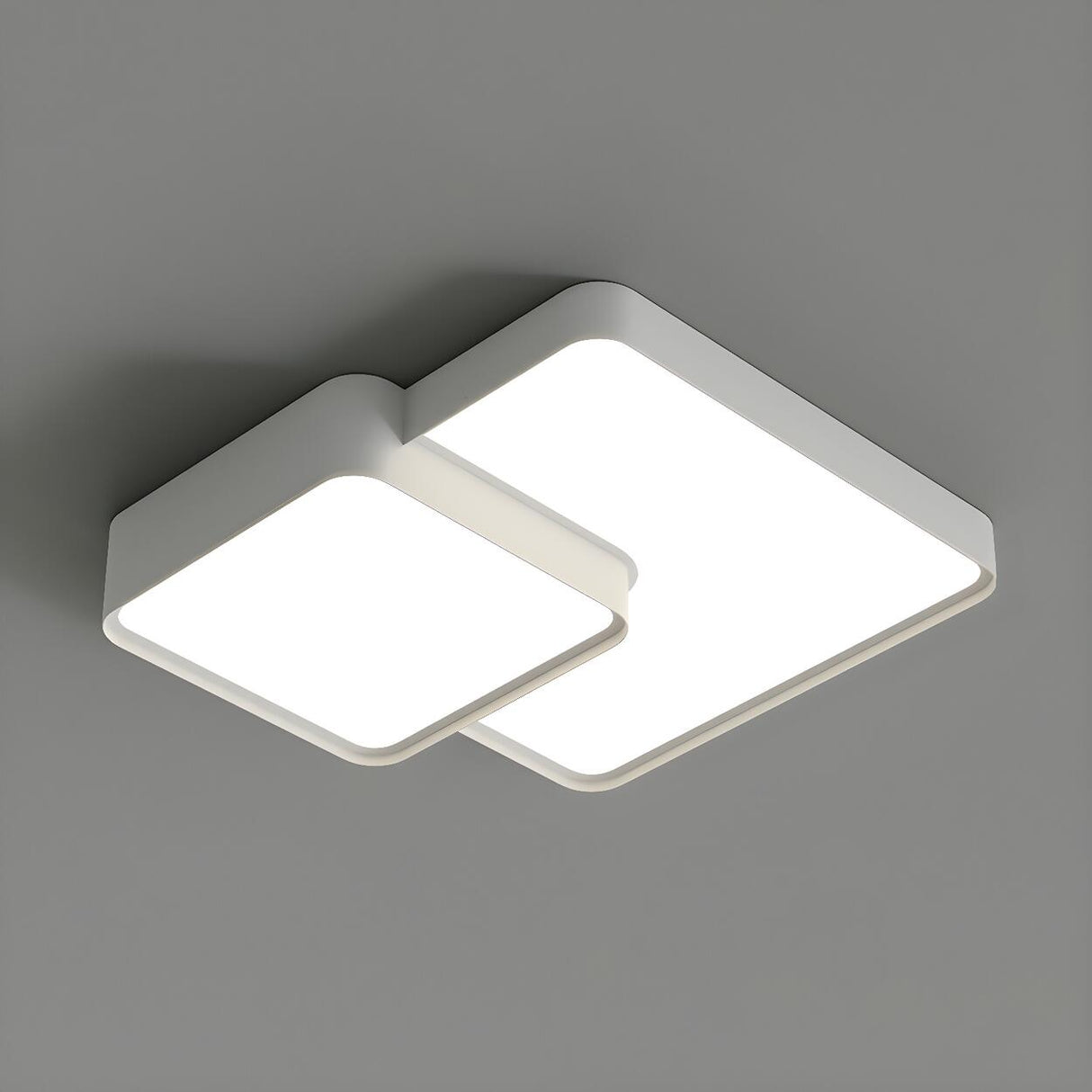 Modern Bedroom White Square Flush Mount Light 2-Light Image - 3