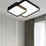 Modern Bedroom White Square Flush Mount Light 2-Light Image - 5