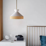 Modern Bedroom White Woven Fabric Cane Pendant Light Image - 6