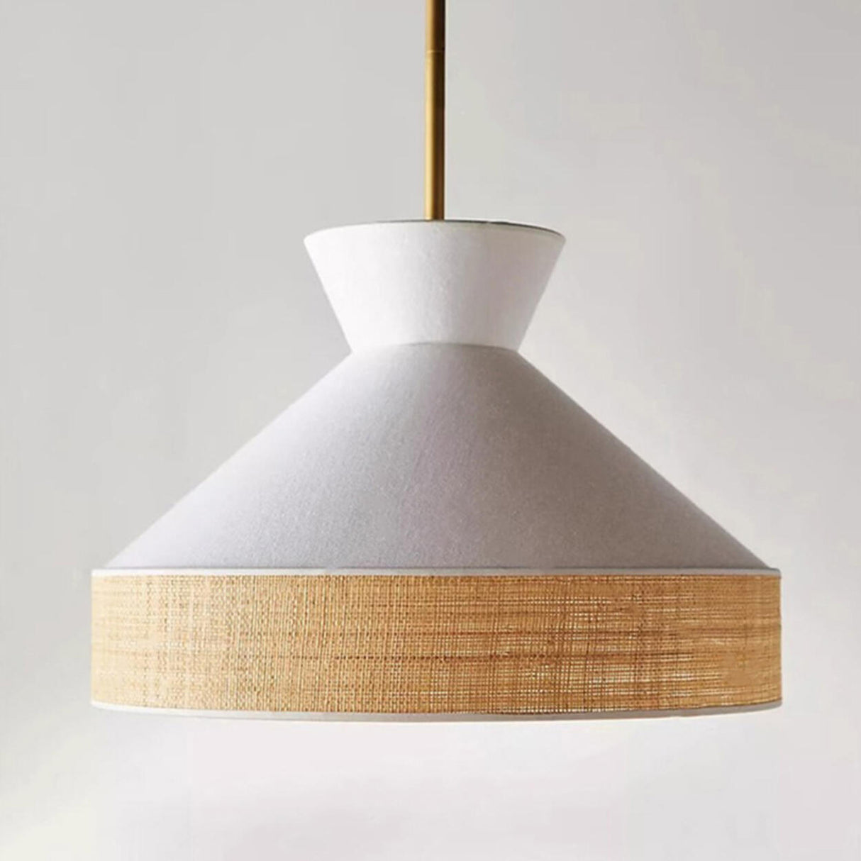 Modern Bedroom White Woven Fabric Cane Pendant Light Image - 9