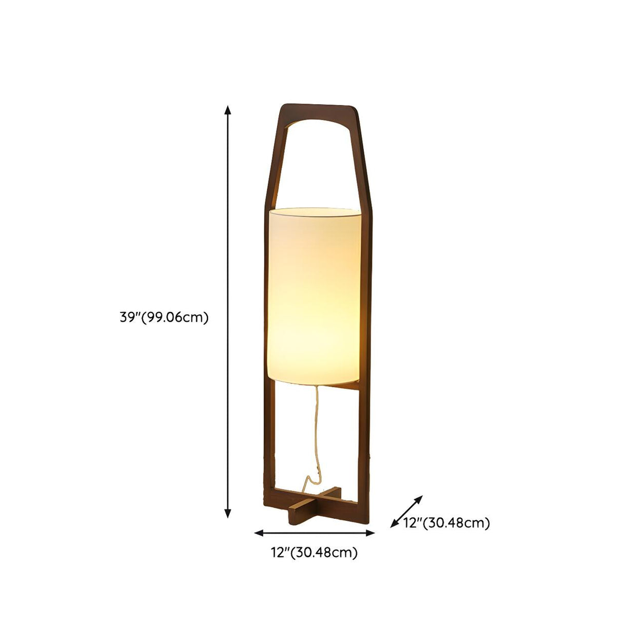 Modern Bedside Barrel Wooden Frame Floor Lamp 