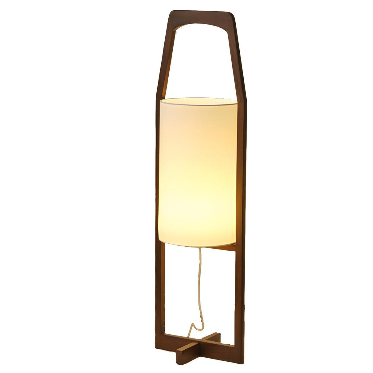 Modern Bedside Barrel Wooden Frame Floor Lamp Image - 6