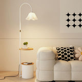 Modern Bedside Globe Metal Floor Lamp with Storage Image - 11