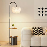 Modern Bedside Globe Metal Floor Lamp with Storage Image - 3