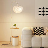 Modern Bedside Globe Metal Floor Lamp with Storage Image - 6