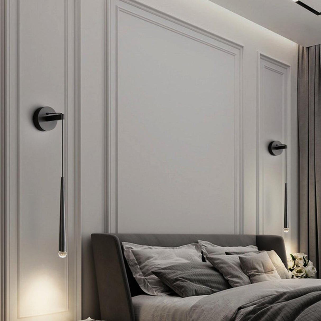 Modern Bedside Linear Pendant Crystal Wall Sconce Image - 4