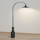 Modern Bedside Round and Black Arched Floor Lamp Image - 4