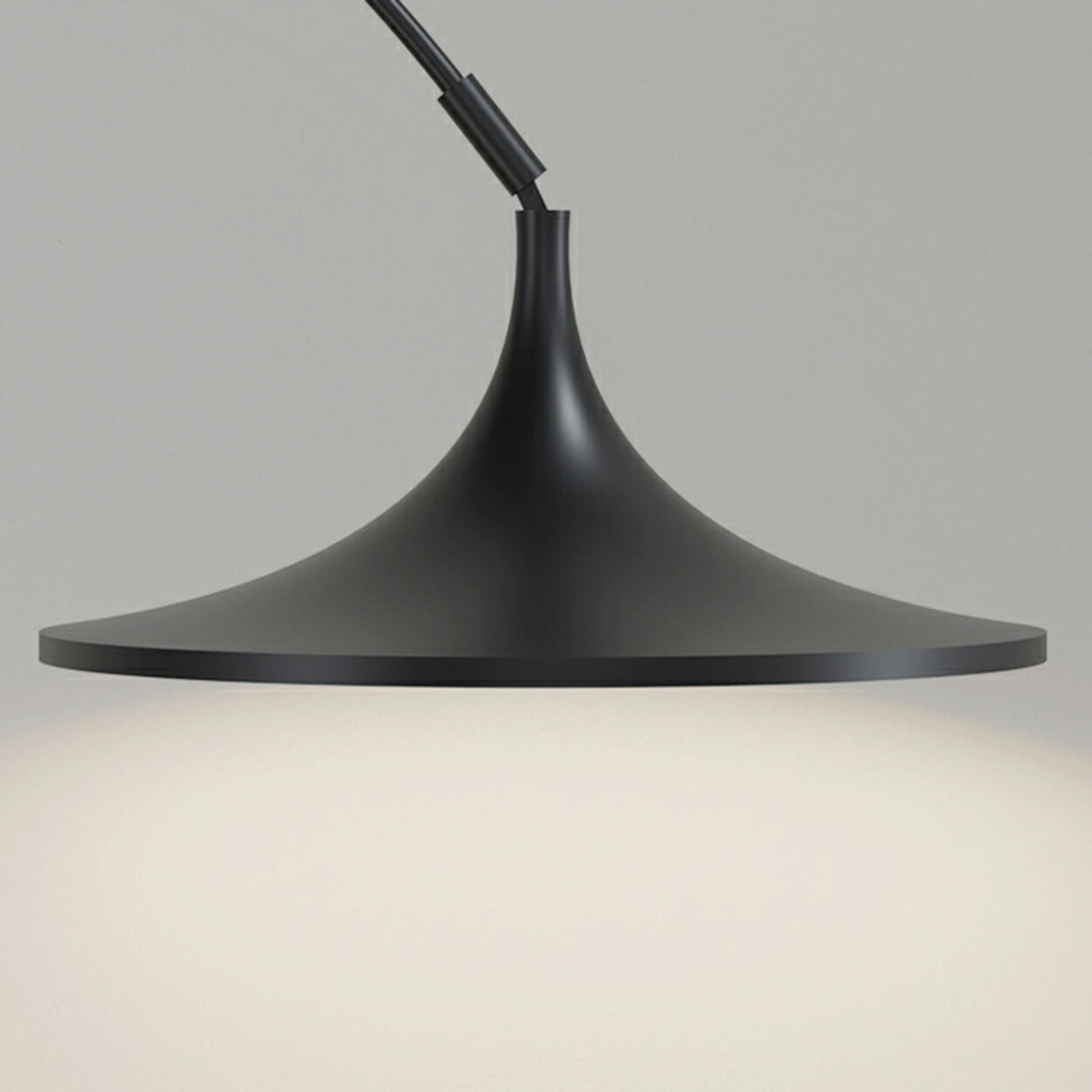 Modern Bedside Round and Black Arched Floor Lamp Image - 7