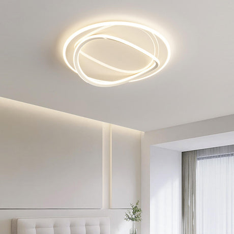 Modern Beige Circle LED Flush Mount Ceiling Light Image - 1