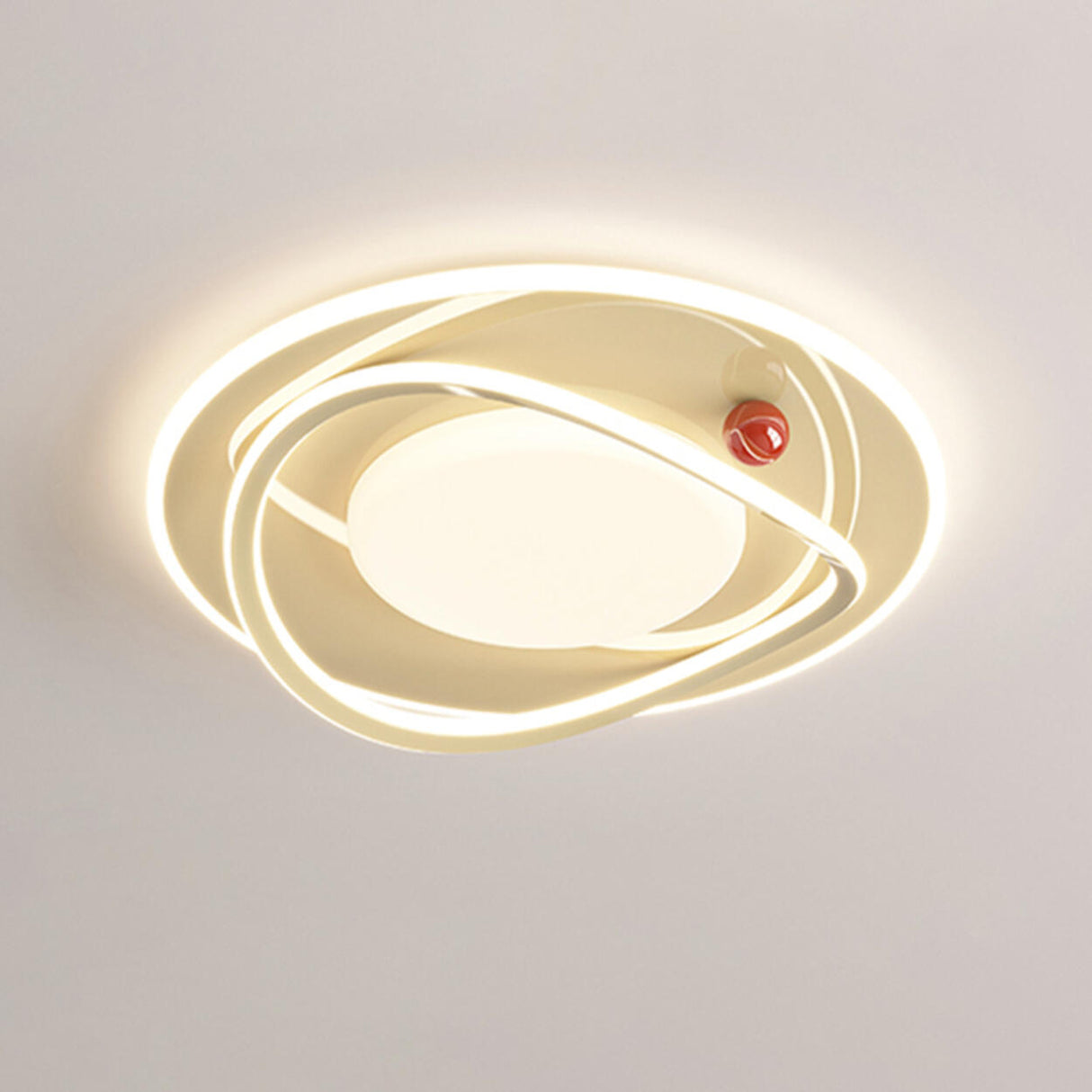 Modern Beige Circle LED Flush Mount Ceiling Light Image - 13